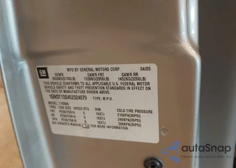 2005 Chevrolet Trailblazer Ls из США, поврежденный, VIN 1GNDT13S452324079